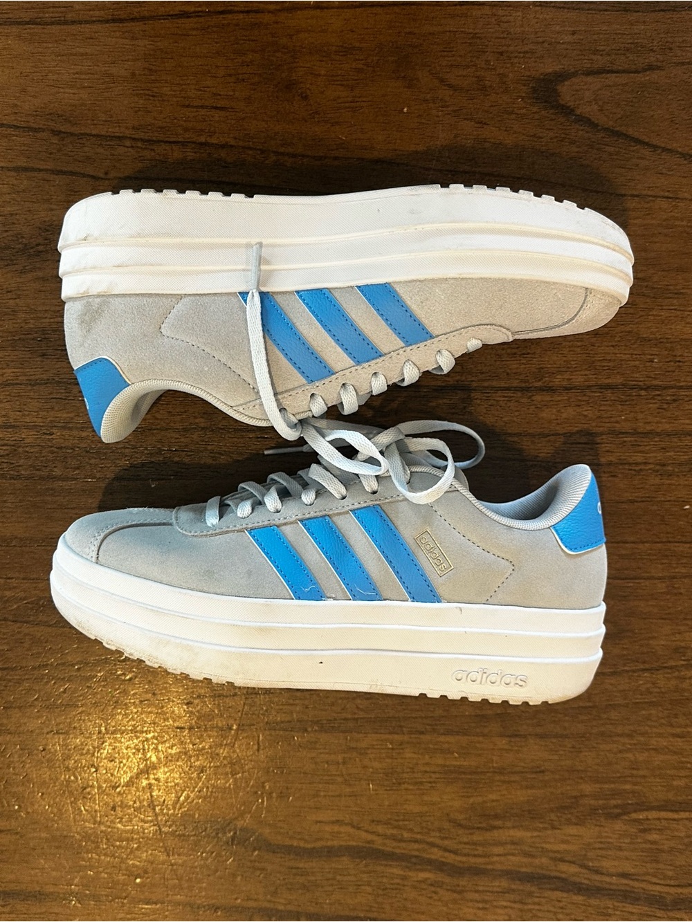 Adidas Court Platform Womens 5 Gray Blue Suede Sneakers Casual Shoes